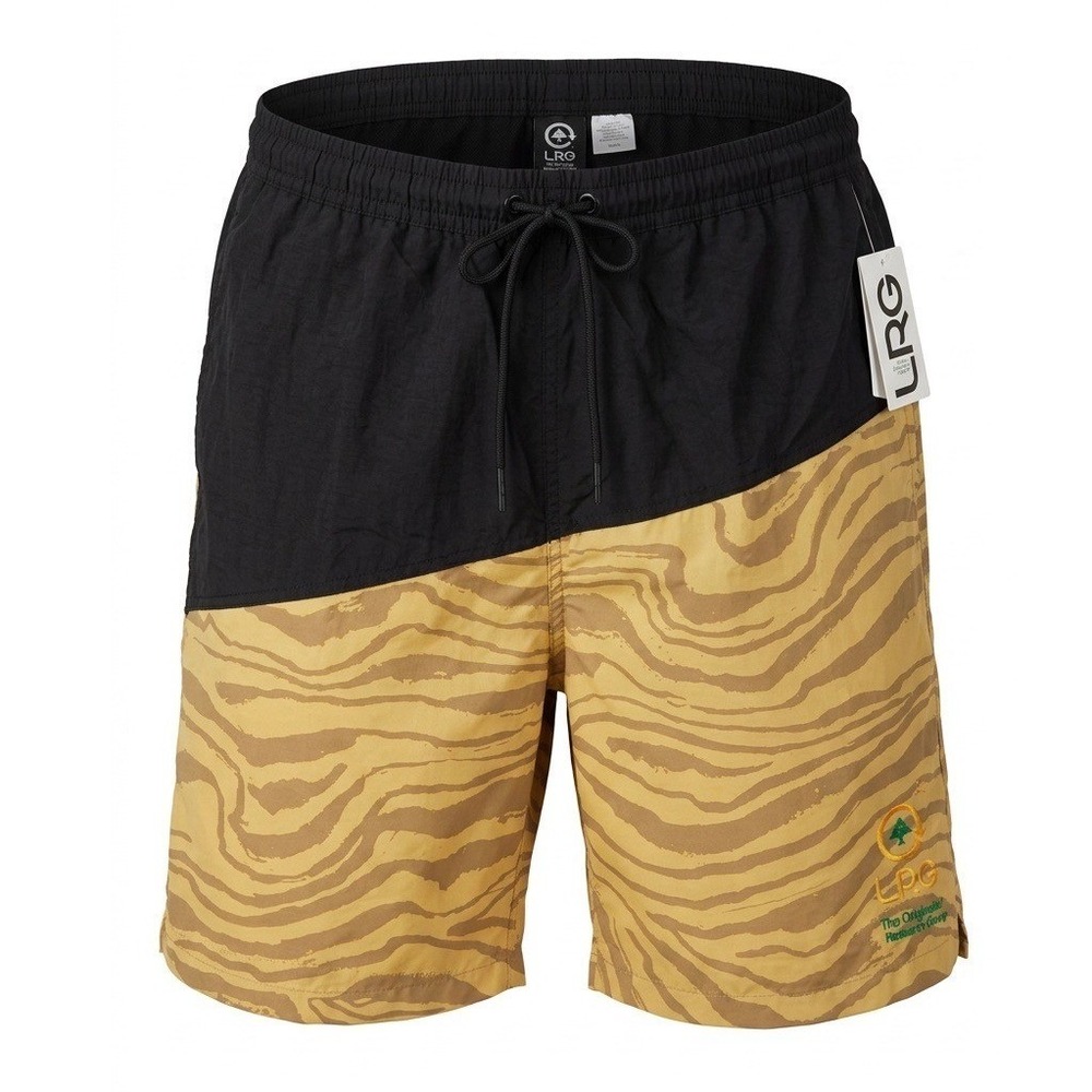 LRG Lifted Research Group Mens Tiger Stripe Swim Trunks Black Tan XL L3MZMBSSXX